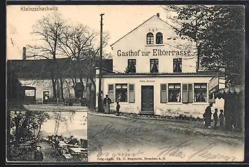 AK Dresden-Kleinzschachwitz, Gasthof zur Elbterrasse mit Besuchern