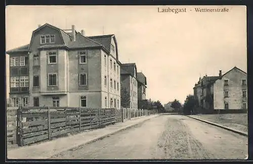 AK Dresden-Laubegast, Wettinerstrasse mit Bäumen