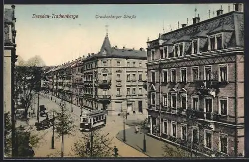 AK Dresden-Trachenberge, Trachenberger Strasse mit Strassenbahn