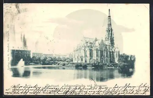 AK Stuttgart, Johanneskirche und Feuersee