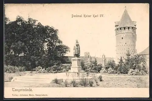 AK Tangermünde, Denkmal Kaiser Karl IV., Wehrturm