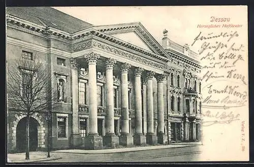 AK Dessau, Blick auf das Herzogliche Hoftheater