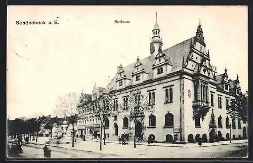 AK Schönebeck a. E., Partie am Rathaus