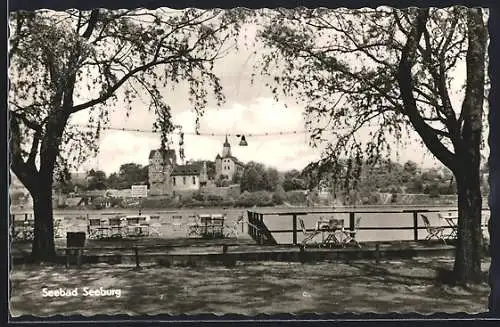 AK Seeburg / Eisleben, Blick auf das Schloss und den See