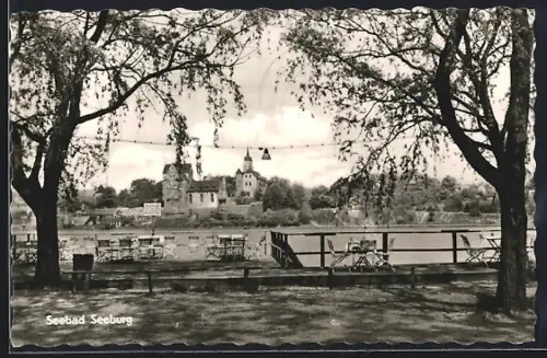AK Seeburg / Eisleben, Blick auf das Schloss und den See