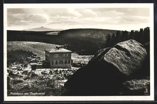 AK Oker /Harz, Waldgasthaus zur Käste mit Brockenblick, Bes. Friedrich Schweimler