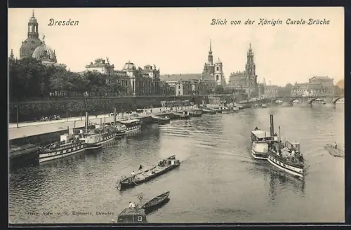 AK Dresden, Blick von der Königin Carola-Brücke