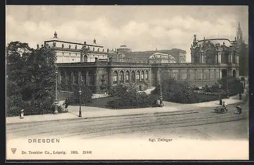 AK Dresden, Kgl. Zwinger mit Strassenpartie