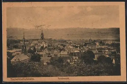 AK Tauberbischofsheim, Ortsansicht mit Kirche