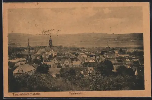 AK Tauberbischofsheim, Ortsansicht mit Kirche