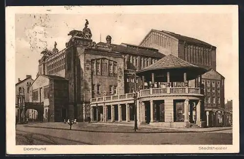 AK Dortmund, Stadttheater mit Strassenpartie