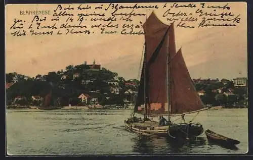 AK Hamburg-Blankenese, Segelboote mit Blick auf den Ort
