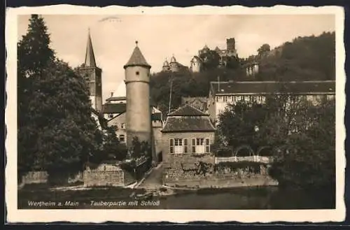 AK Wertheim a. Main, Tauberpartie mit Schloss