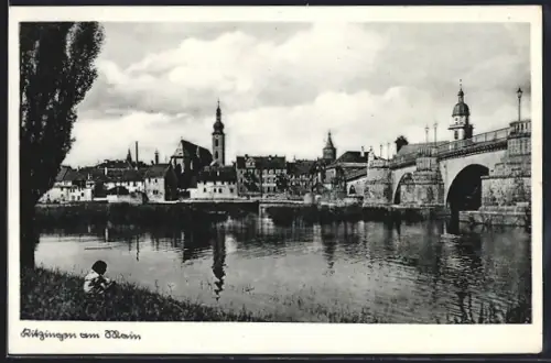AK Kitzingen am Main, Stadtansicht mit Kirche