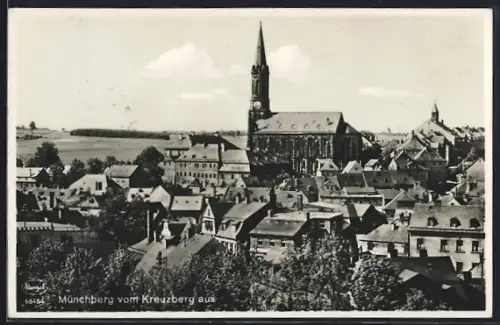 AK Münchberg, Ortsansicht vom Kreuzberg