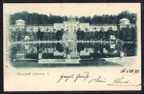 AK Cannstatt /Wilhelma, Teich mit Parkanlage