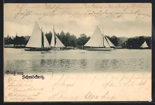AK Berlin-Schmöckwitz, Segelboote auf dem See