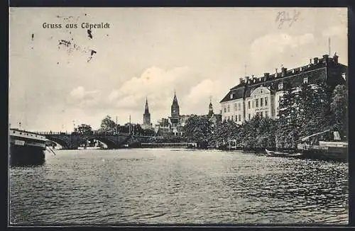 AK Berlin-Köpenick, Ortsansicht vom Wasser aus