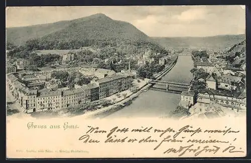 AK Ems, Flusspanorama mit Brücke