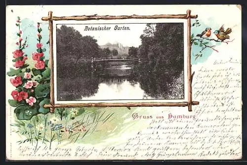 AK Hamburg-St.Pauli, Botanischer Garten mit Brücke
