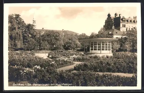 AK Zwickau i. Sa., Parkanlagen mit Musiktempel