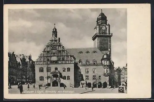 AK Plauen i. Vogtl., Altmarkt mit Rathaus