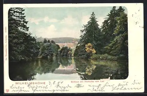 AK Wilhelmshöhe, Schloss mit Herkules vom Lac