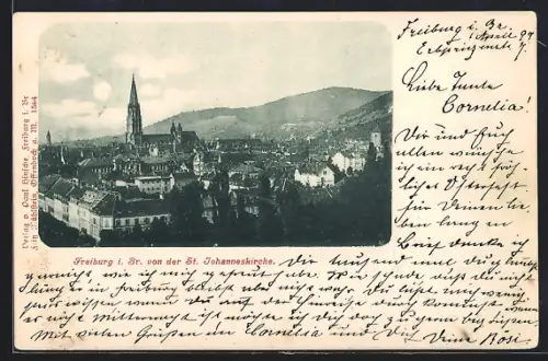 AK Freiburg i. Br., Ortsansicht von der St. Johanneskirche