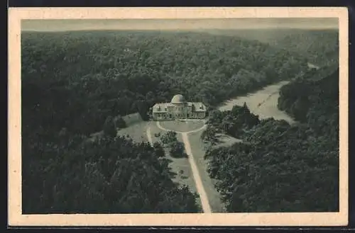AK Ballenstedt /Harz, Jagdschloss Röhrkopf aus der Vogelschau