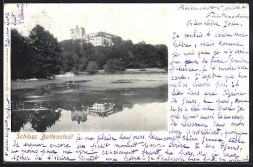 AK Ballenstedt, Blick auf das Schloss vom Teich aus