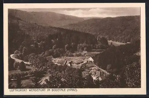 AK Wendefurt im Bodetal, Blick auf den Ort im Tal
