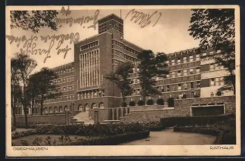 AK Oberhausen / Rheinland, Partie am Rathaus