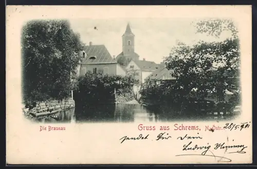 AK Schrems /N.-Oe., Partie an der Braunau