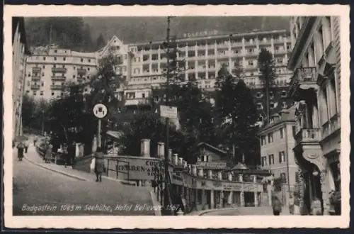 AK Badgastein, Strassenpartie mit Hotel Bellevue