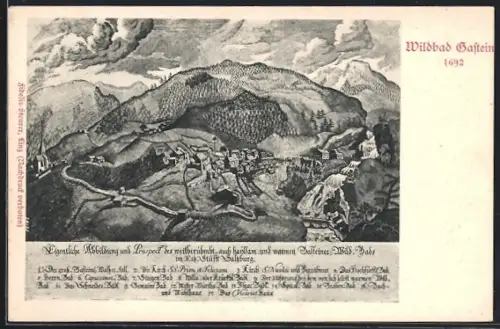 Künstler-AK Bad Gastein, Teilansicht
