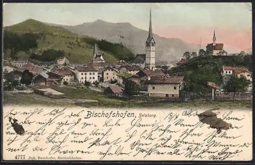 AK Bischofshofen /Salzburg, Ortspartie mit Kirche
