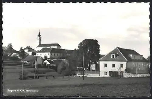 AK Eisgarn im Waldviertel, Teilansicht mit Schule und Kirche