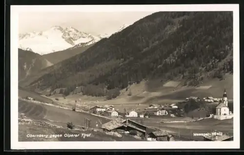AK Obernberg /Tirol, Ortspartie mit Kirche gegen Olperer