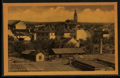 AK Bruck a. d. Leitha, Panorama mit Kirchturm