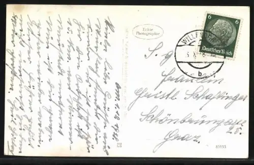 AK Würflach, Ortsansicht aus der Vogelschau