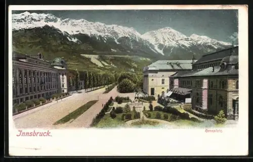 AK Innsbruck, Rennplatz mit Denkmal