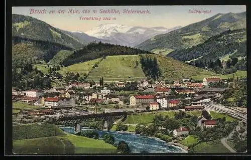 AK Bruck an der Mur, Teilansicht mit Südbahnhof, Trenchtling