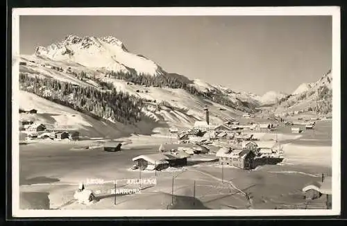 AK Lech a. Arlberg, Teilansicht mit Karhorn im Schnee