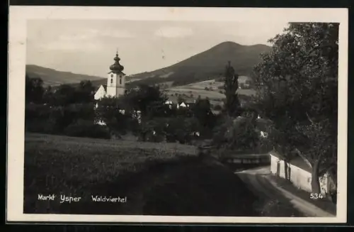 AK Ysper, Waldviertel mit Kirche und Strassenpartie