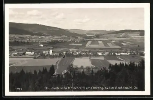 AK Münichreith am Ostrong, Teilansicht mit Kirche