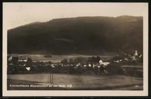AK Matzleinsdorf an der Melk, Teilansicht mit Bäumen