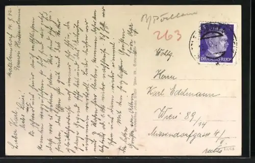 AK Matzleinsdorf an der Melk, Teilansicht mit Bäumen