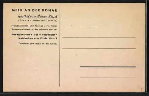 AK Melk an der Donau, Gasthof zum Weissen Rössel