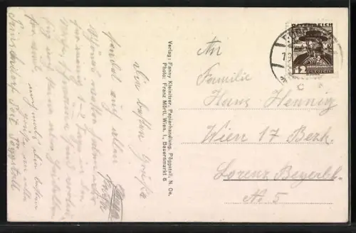 AK Pöggstall /N.-Oe., Totalansicht mit Bergpanorama