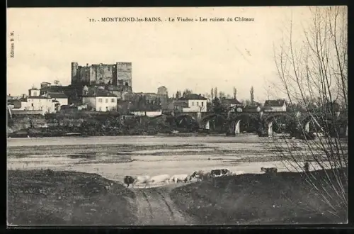 AK Montrond-les-Bains, Le Viaduc, Les ruines du Château